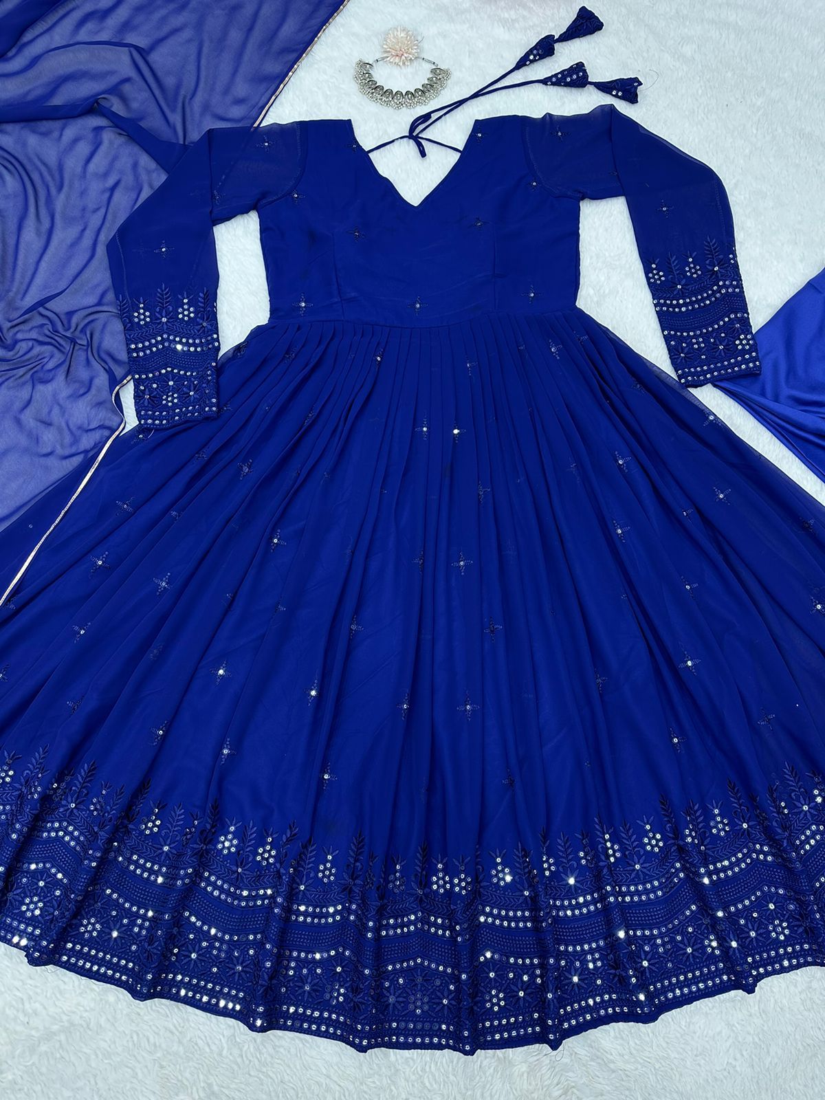 Nevy Blue Color Georgette Anarkali Salwar Suit