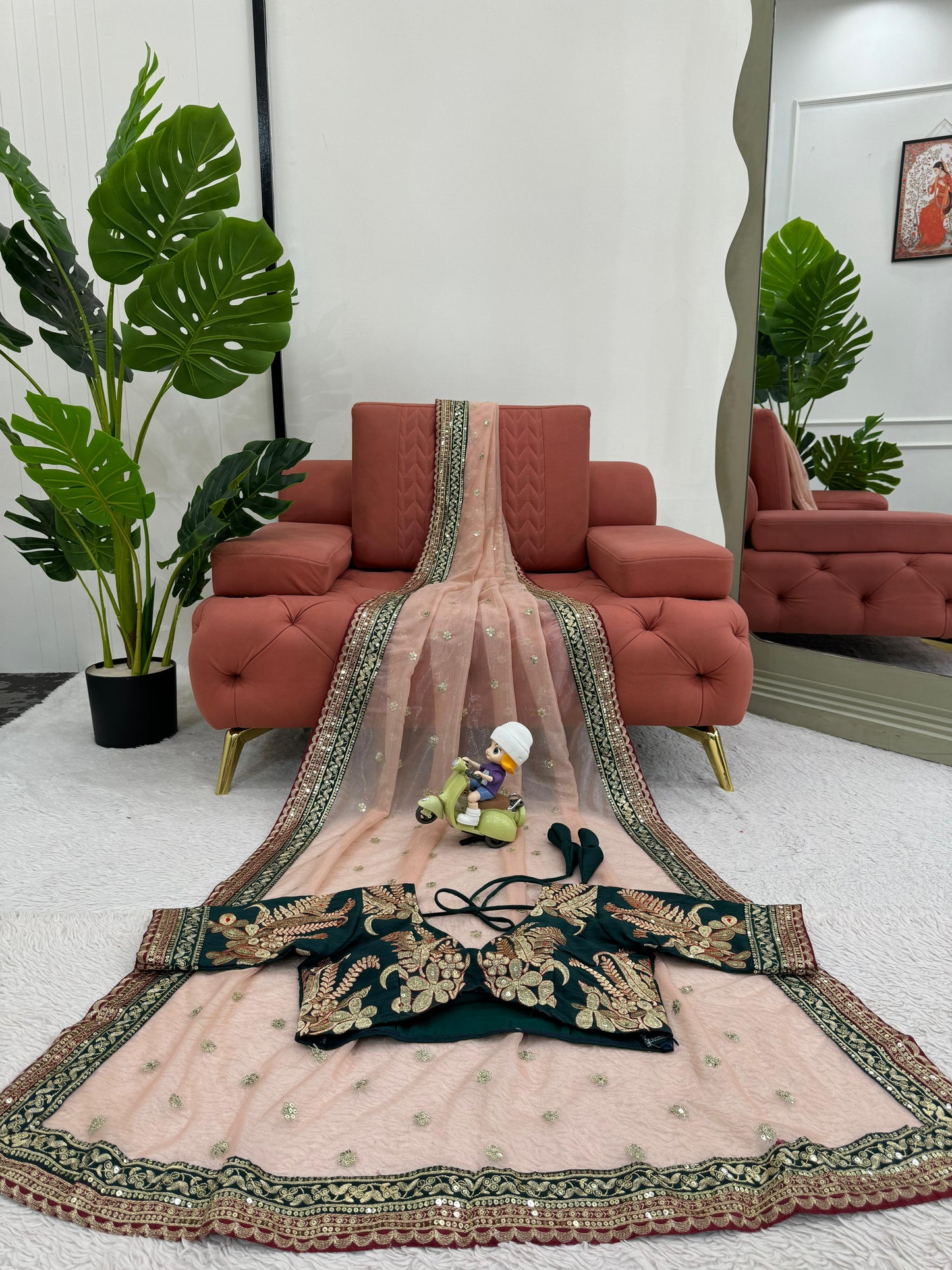 New benglori silk febric Febric with Thred & Sequnce work Saree