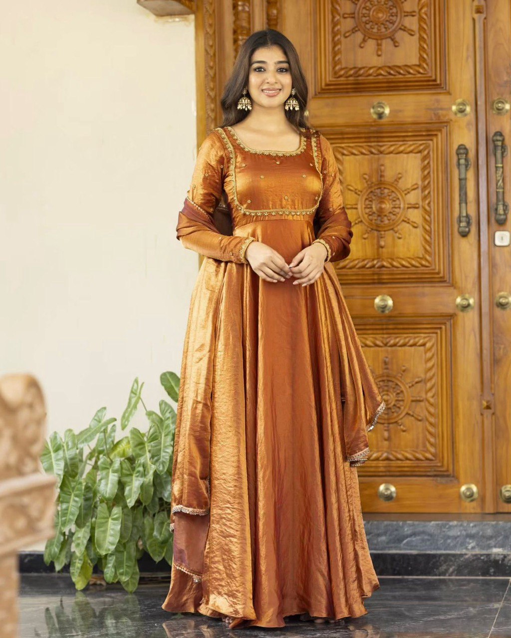 Presenting Heavy Fendi silk Anarkali set