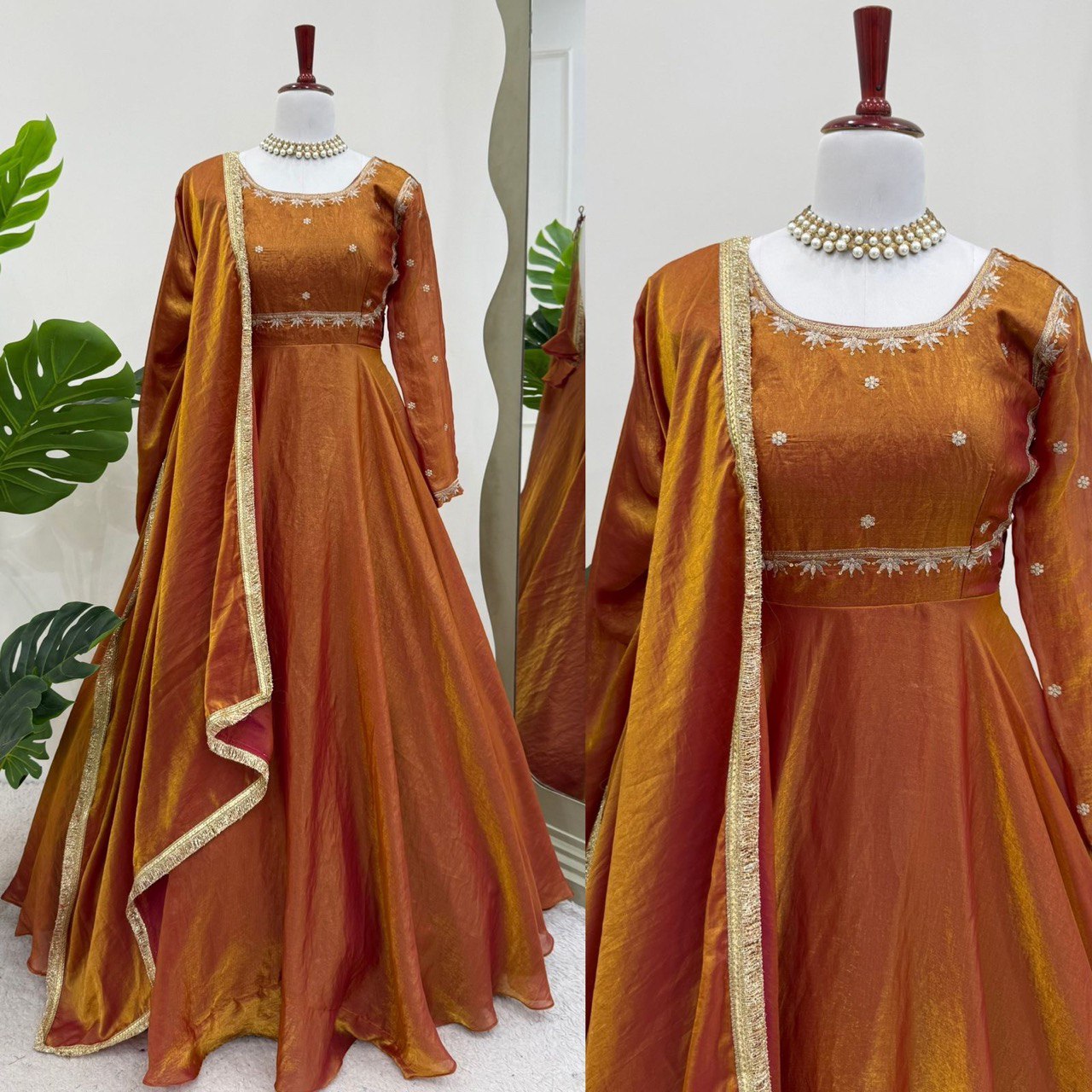 Presenting Heavy Fendi silk Anarkali set