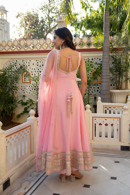 Designer Wedding Colorful Light Pink Anarkalis