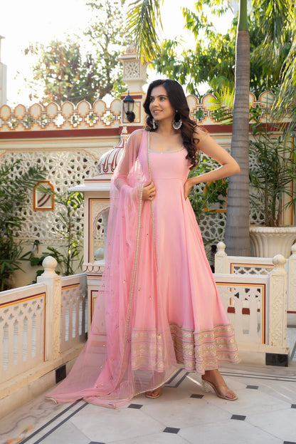 Designer Wedding Colorful Light Pink Anarkalis