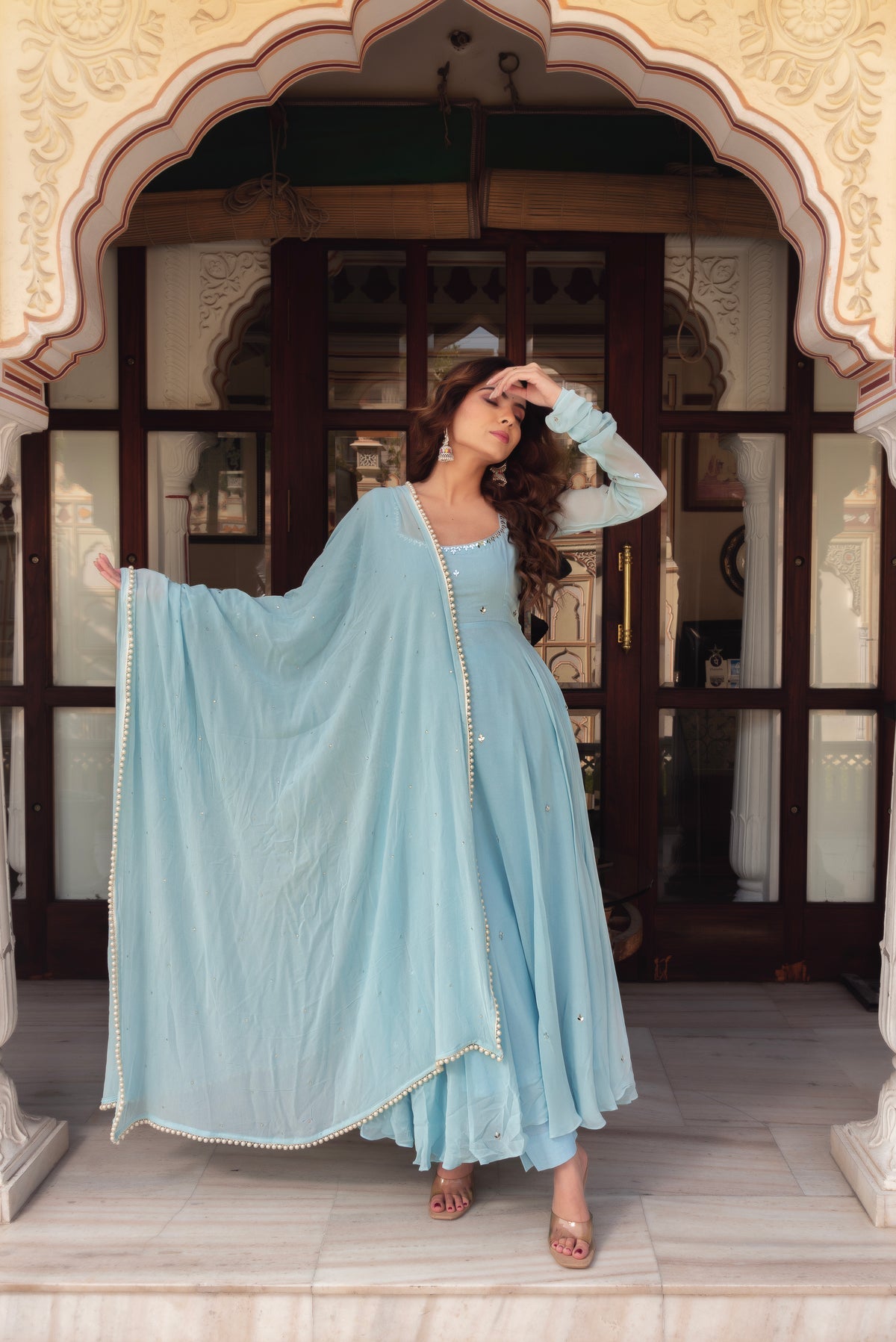 Wedding Edition Designer Sky Blue Anarkali Suit