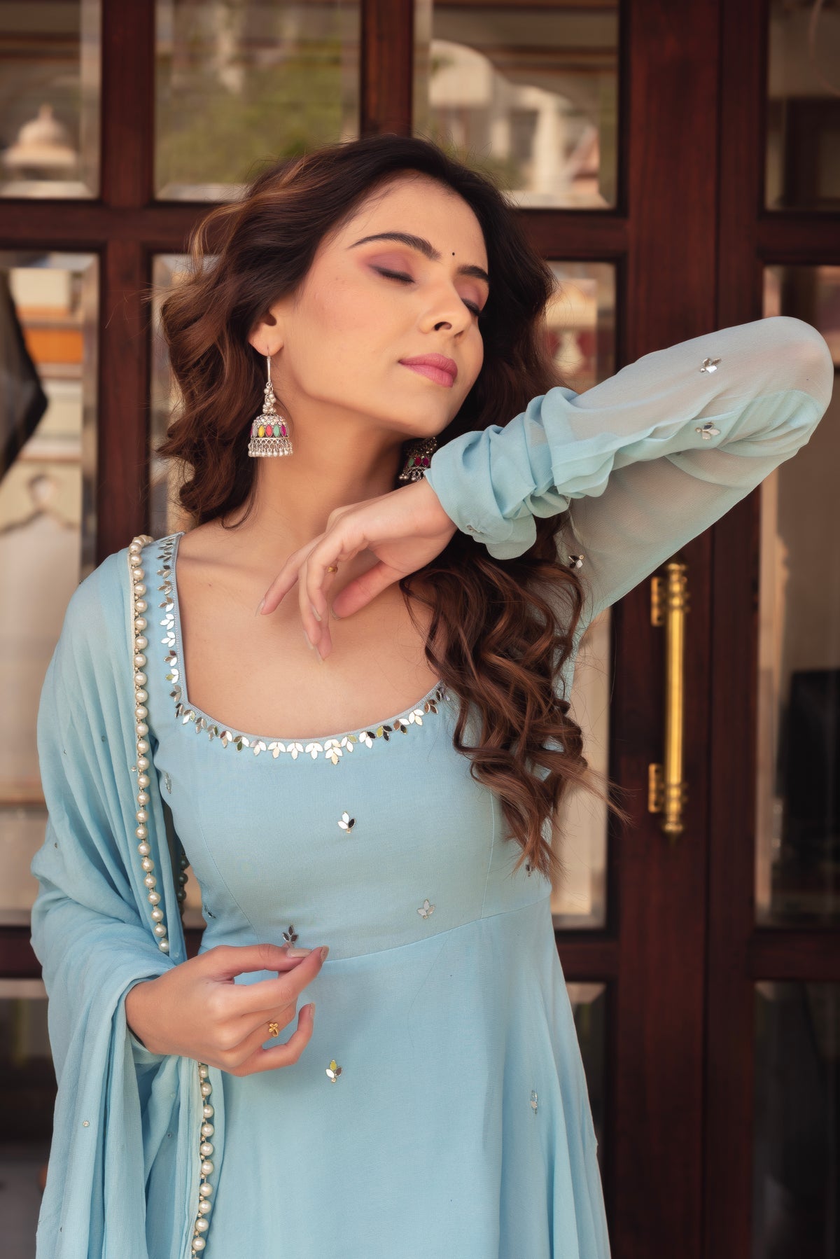 Wedding Edition Designer Sky Blue Anarkali Suit