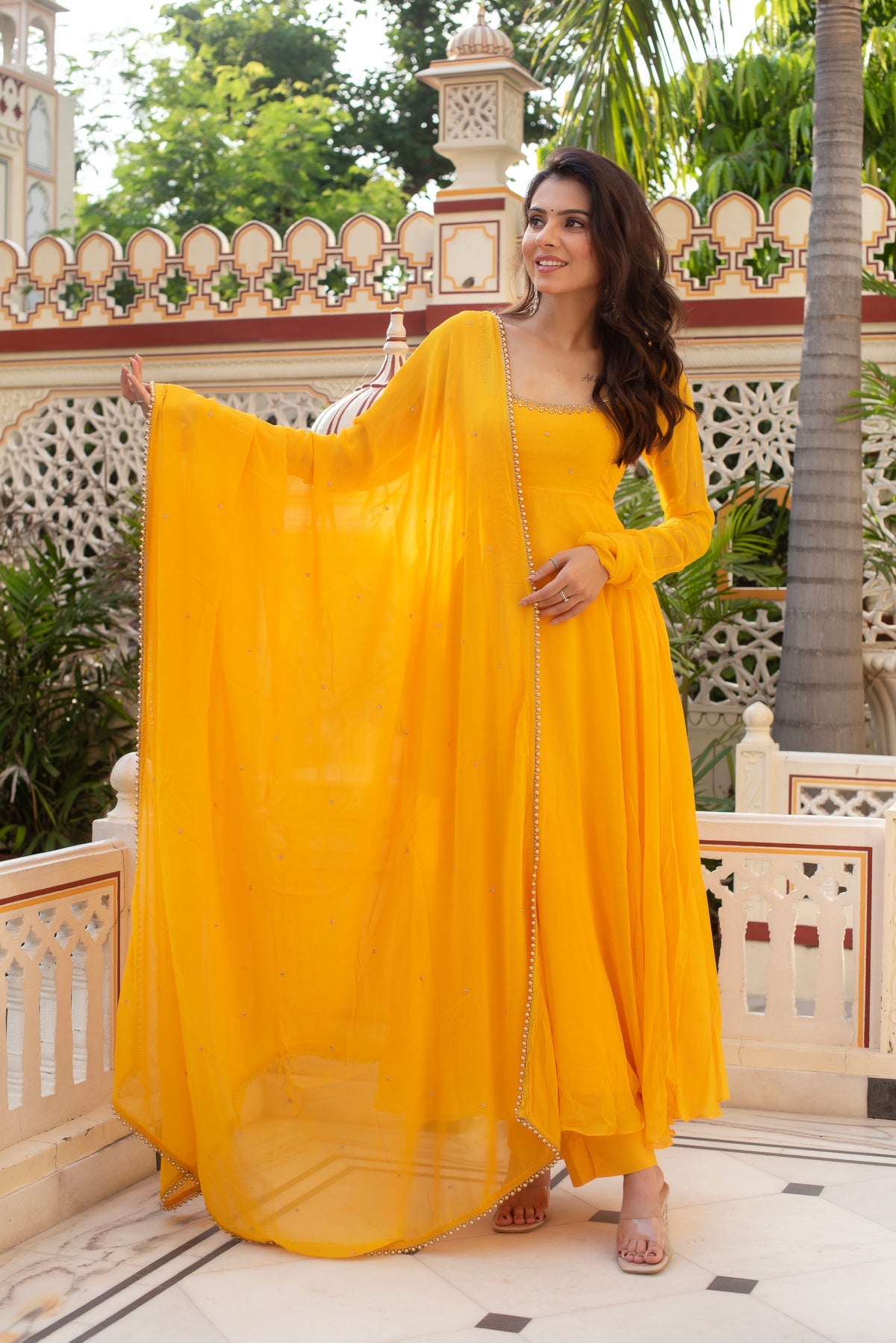 New wedding Specially Nevy Blue & Yellow Anarkali Suit Set