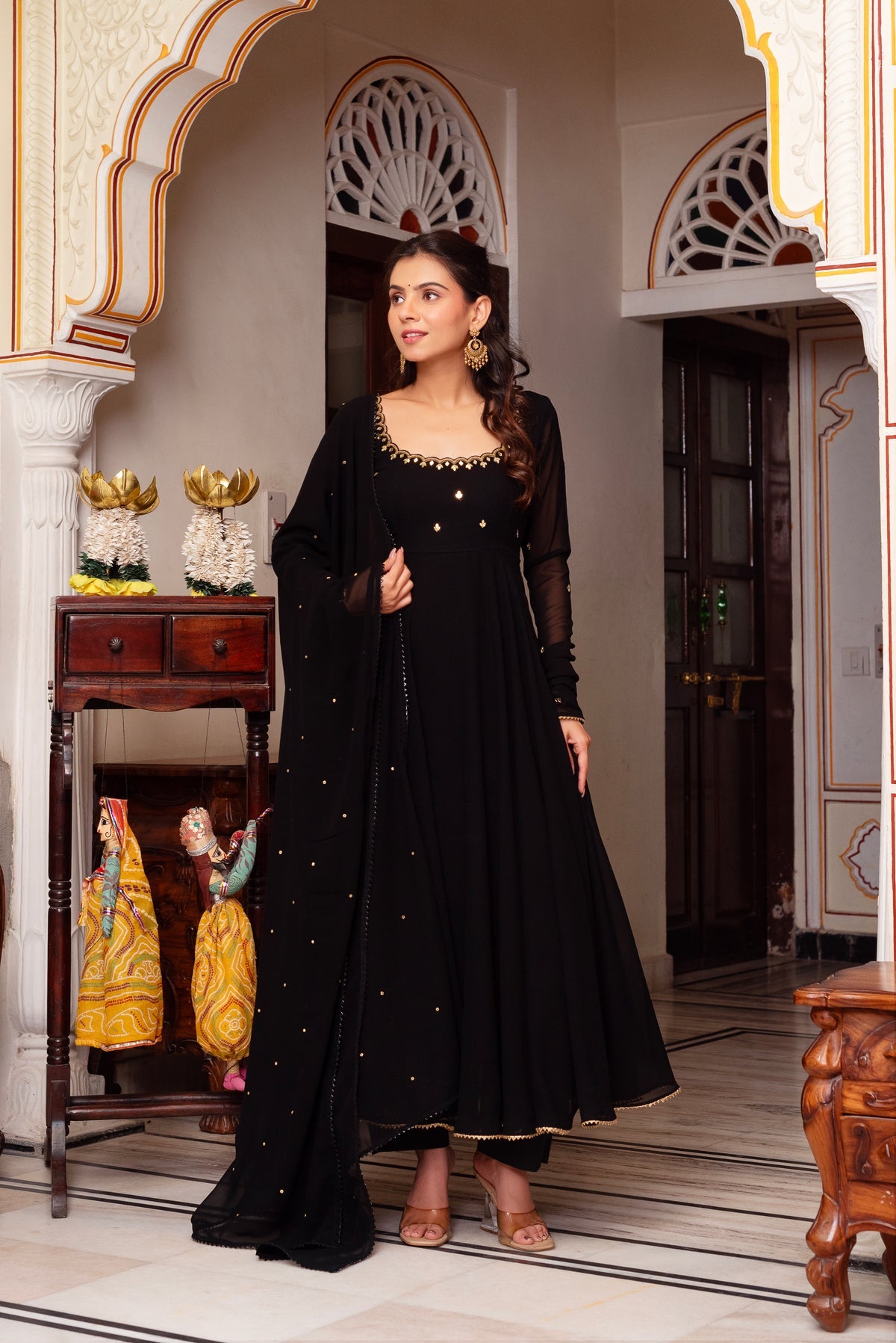 Most Trending Black Color Party Wear Embroidery Work Anarkali Suit