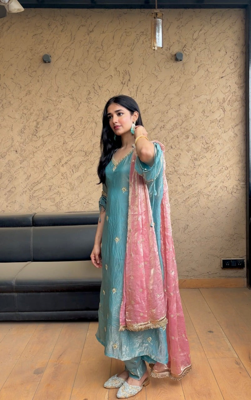 The Best Skyblue  Oversized Mastani Suit set
