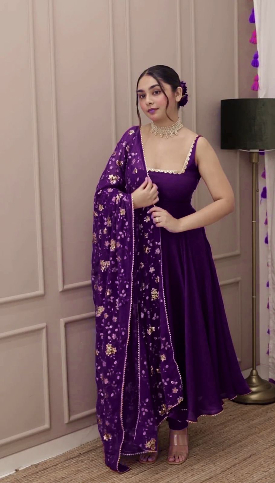 Treading Maroon And Purple Anarkali set