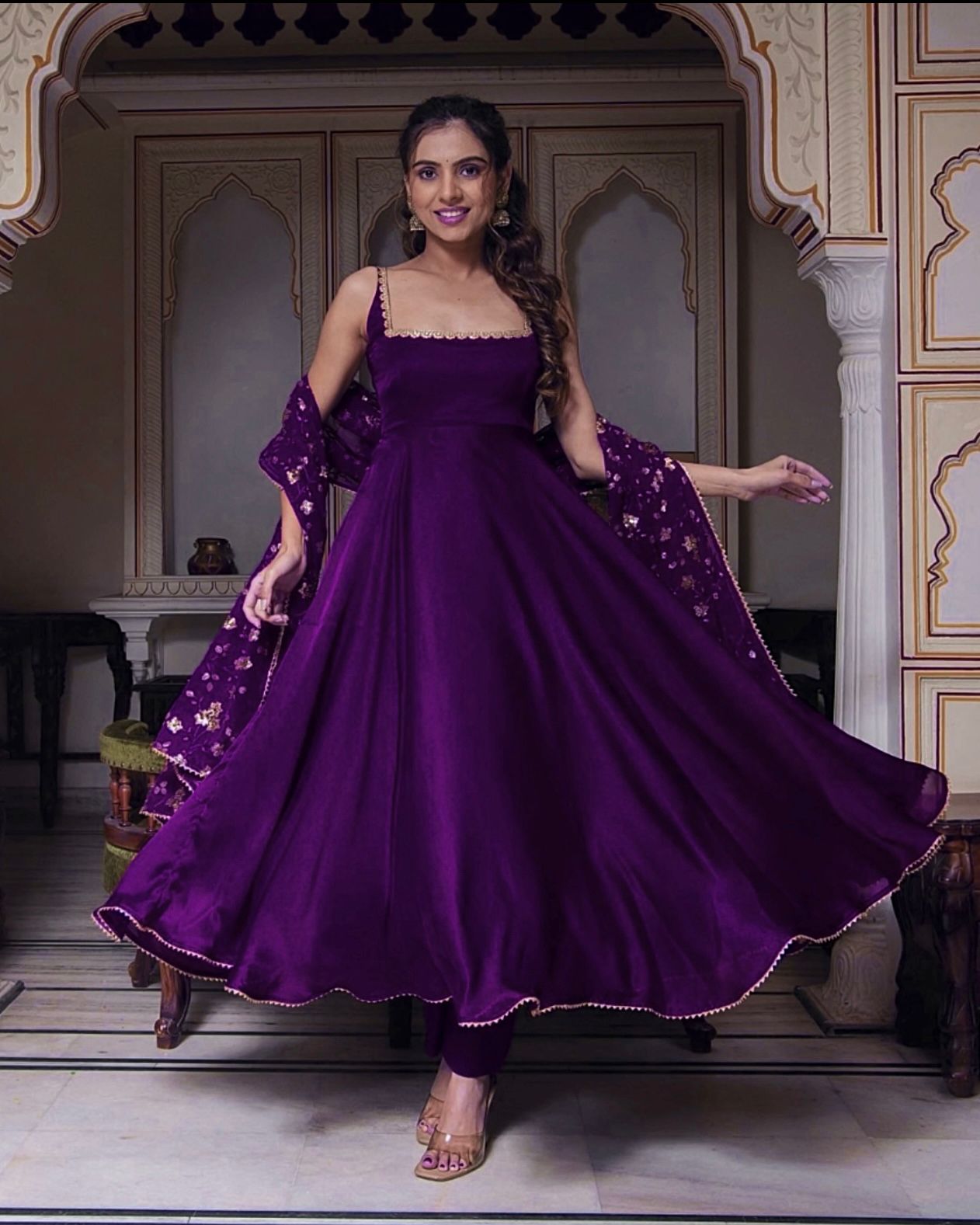 Treading Maroon And Purple Anarkali set