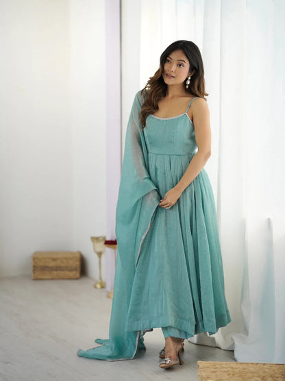 Royal Crunchy Silk Anarkali Gown With Swarovski Work & 4M Flair