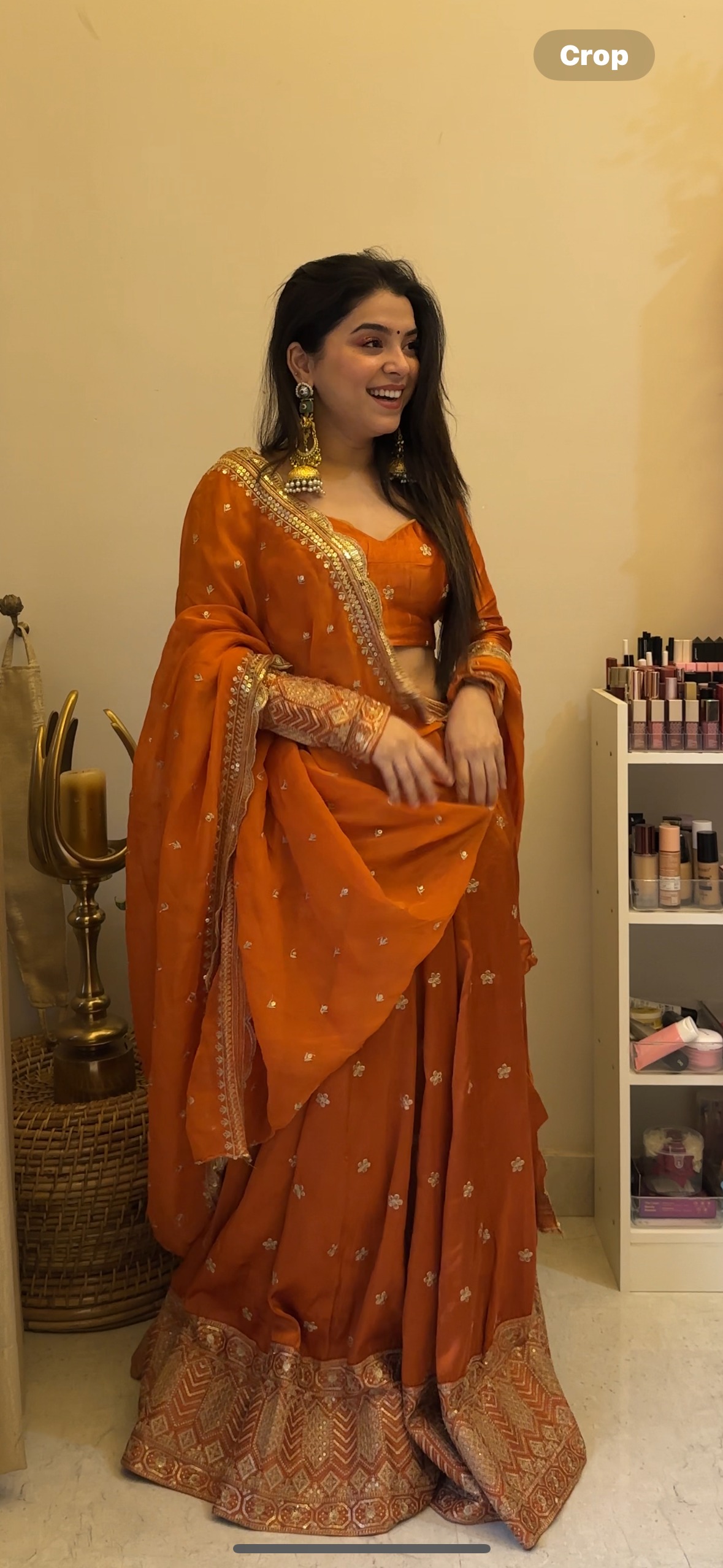 Now Trending Fully Worked Orange silk lehenga Set