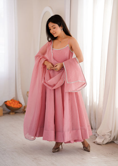 Royal Crunchy Silk Anarkali Gown With Swarovski Work & 4M Flair