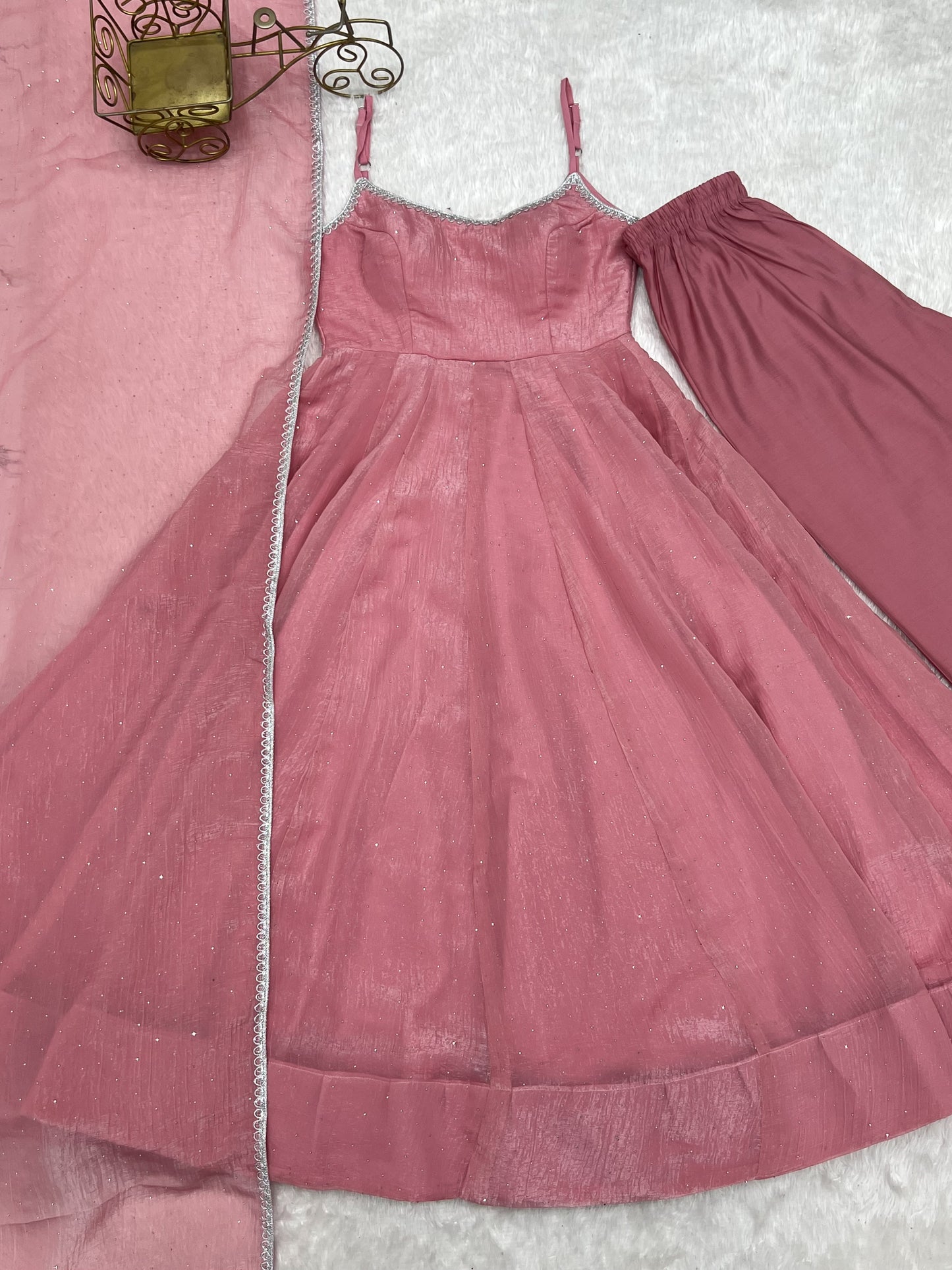 Royal Crunchy Silk Anarkali Gown With Swarovski Work & 4M Flair