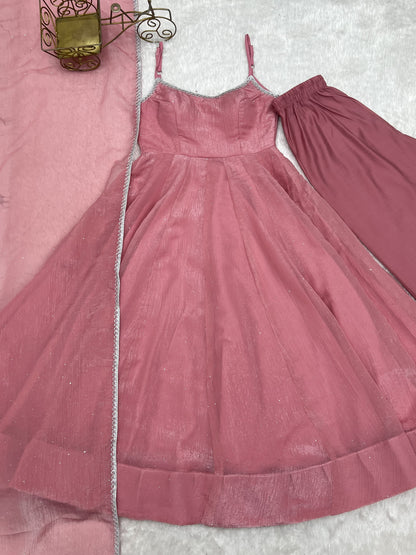 Royal Crunchy Silk Anarkali Gown With Swarovski Work & 4M Flair