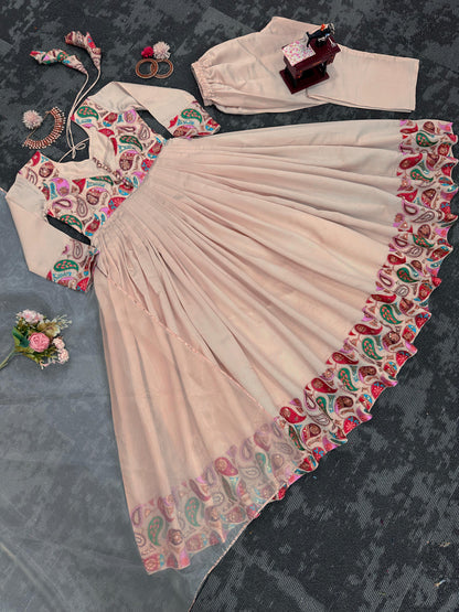 Rakhi Special Cremy Silk Anarkali Gown