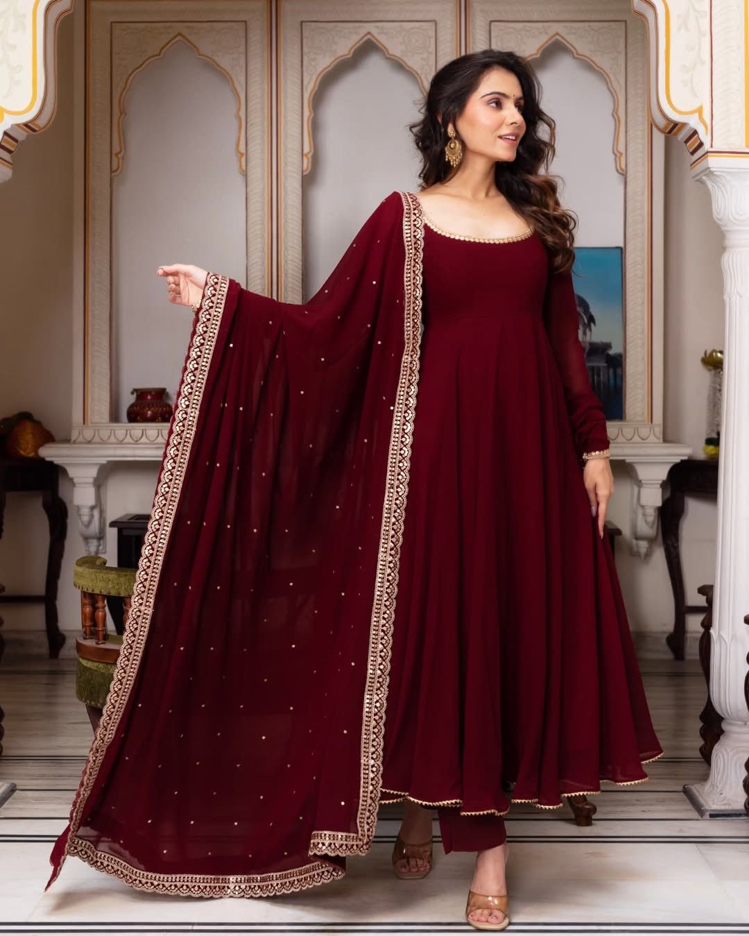 New Treading Maroon Anarkali Suit Set