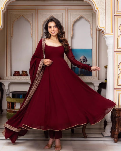 New Treading Maroon Anarkali Suit Set