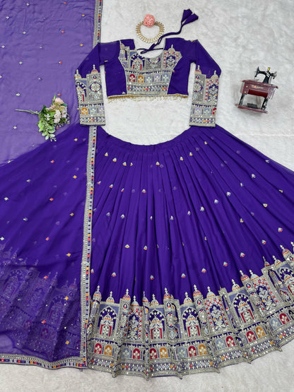 Heavy Boutique Wedding Specially Blue Color Lehenga Collection