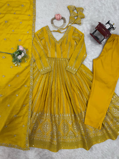 Padded with Canvas Patta and Tassel Anarkali Suit Set