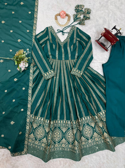 Padded with Canvas Patta and Tassel Anarkali Suit Set