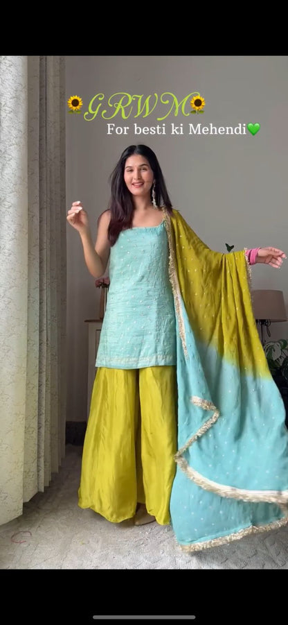 Fastival Special Suit and Palazzo With Dupatta