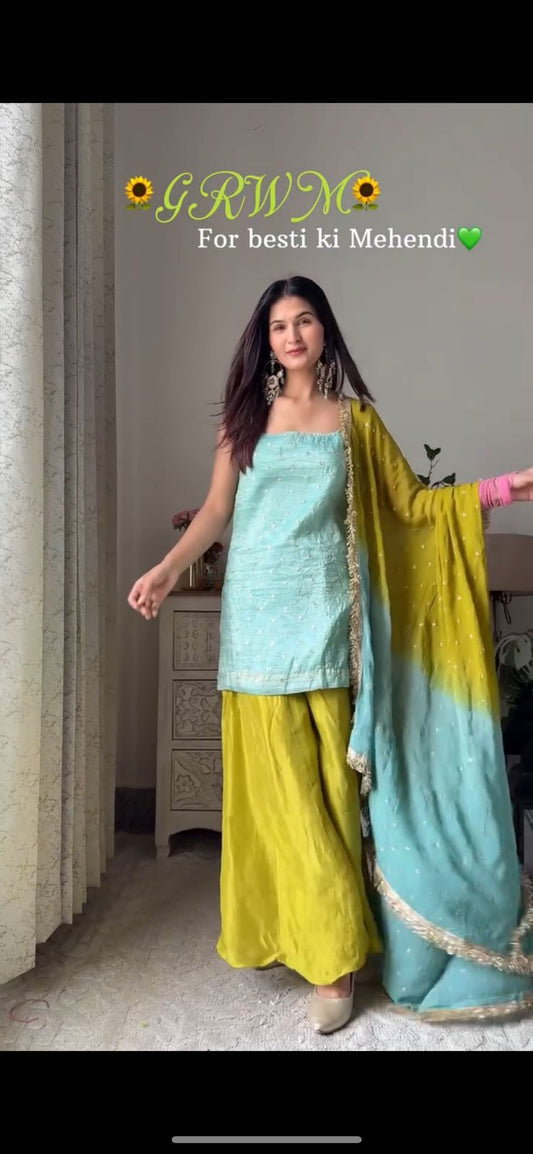 Fastival Special Suit and Palazzo With Dupatta