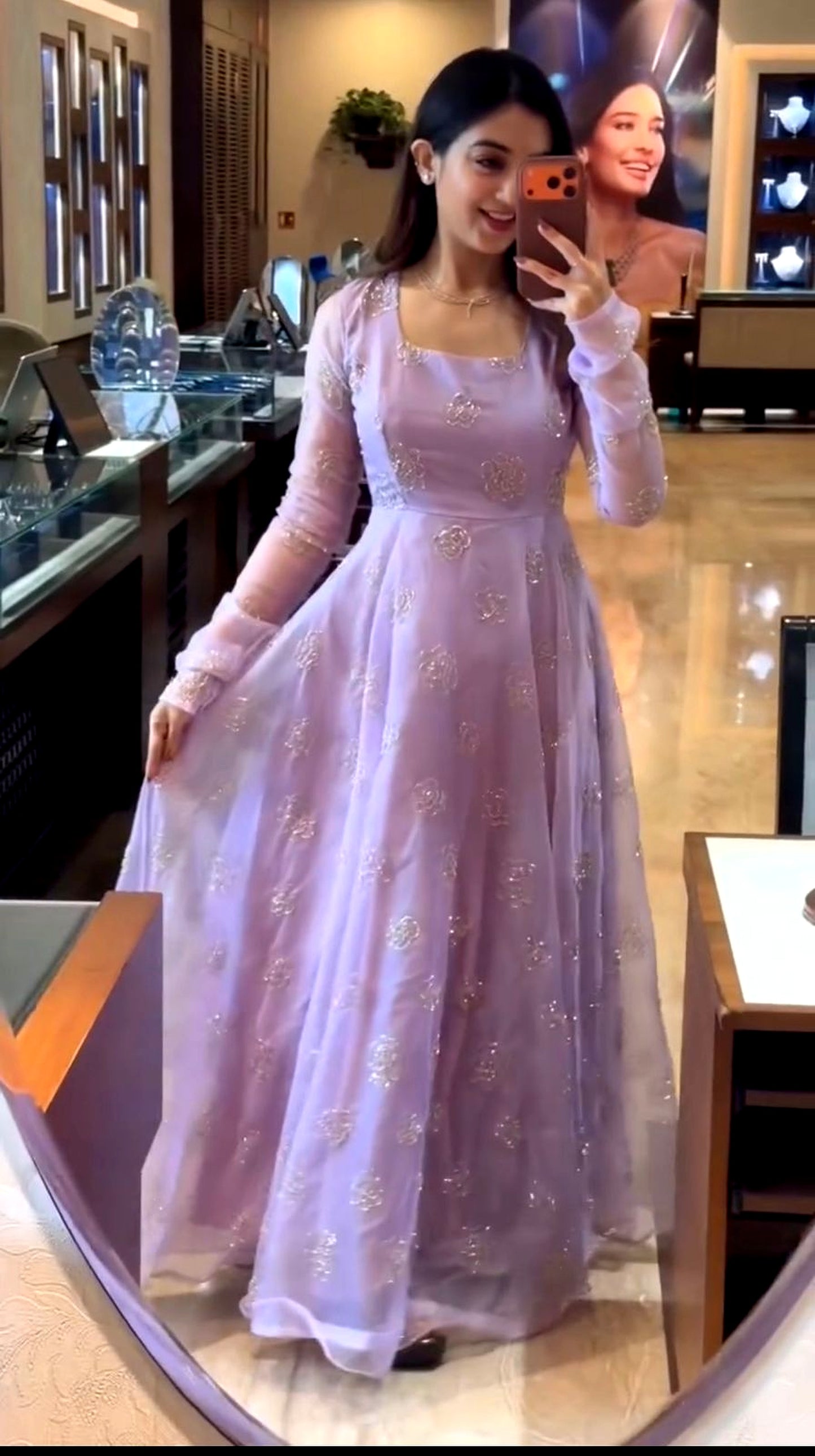 Wedding Embroidered Purple Anarkali Set