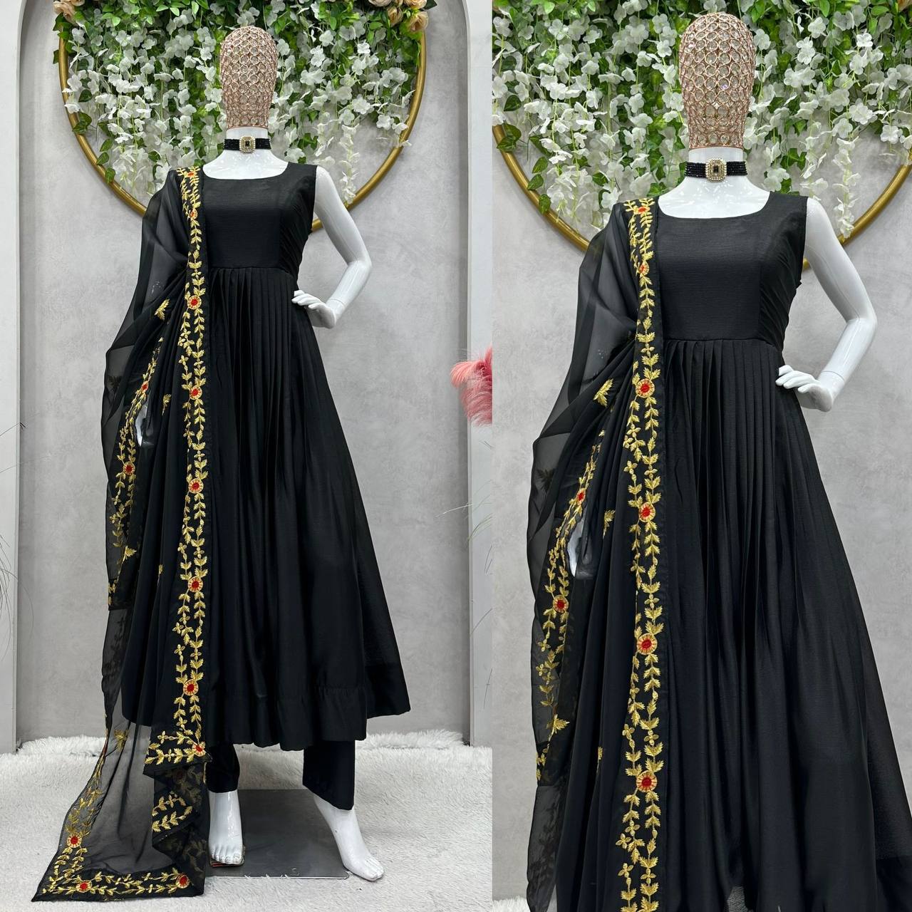 Beautiful Black Color Party wear Anarkali Gown