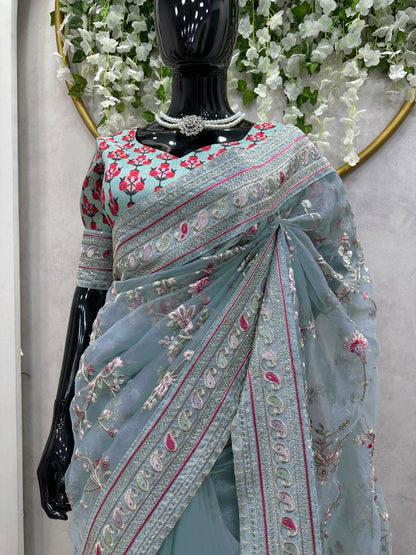 Presenting Heavy Organza Silk Saree