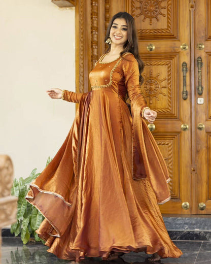 Presenting Heavy Fendi silk Anarkali set
