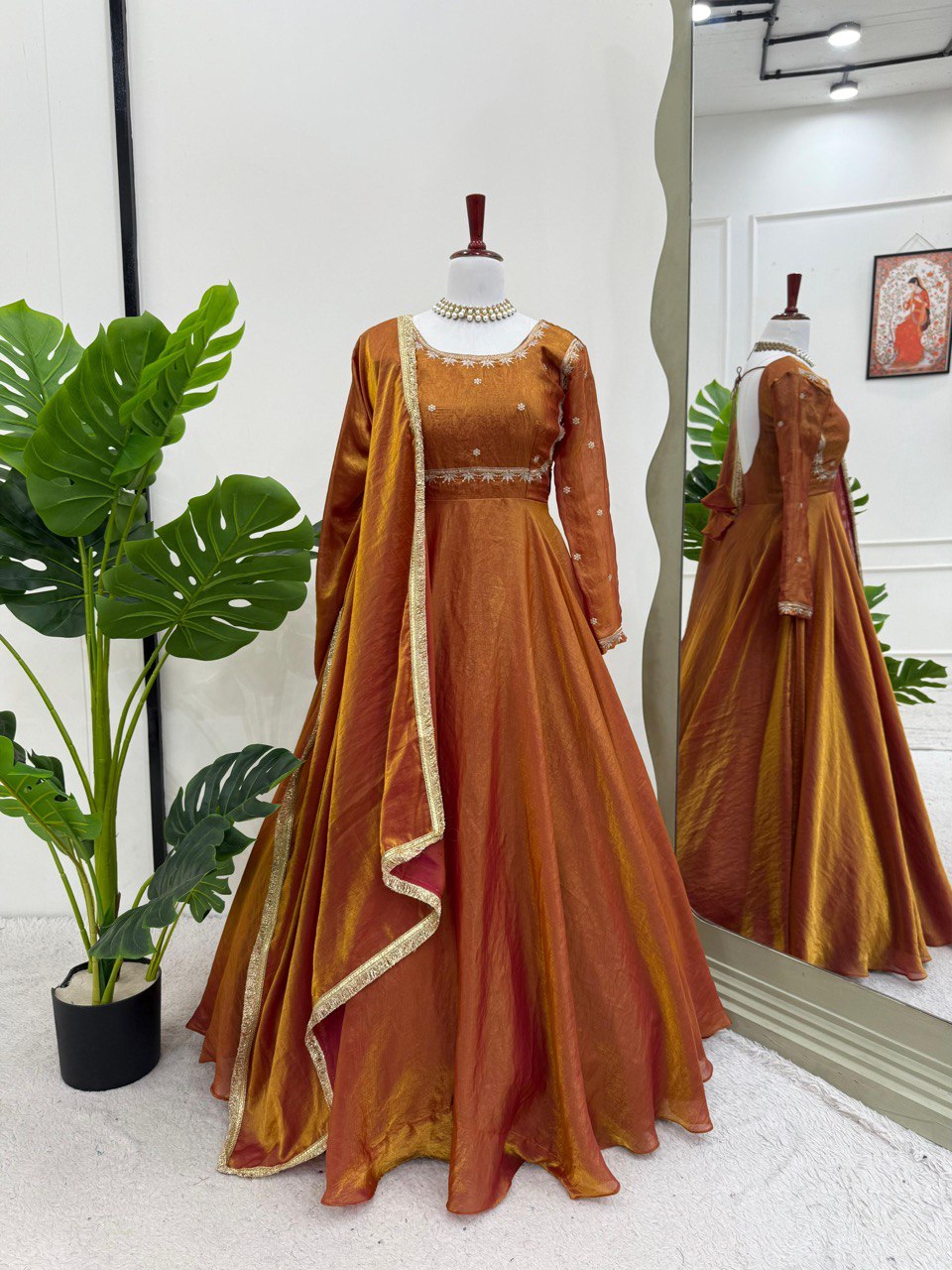 Presenting Heavy Fendi silk Anarkali set
