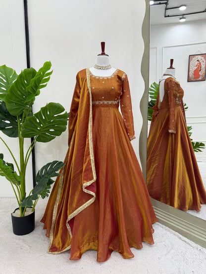 Presenting Heavy Fendi silk Anarkali set