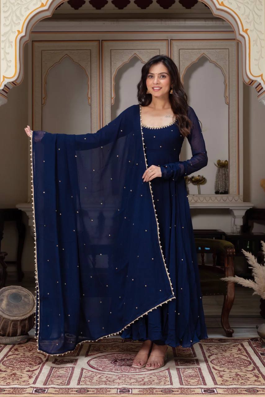 New wedding Specially Nevy Blue Anarkali Suit Set