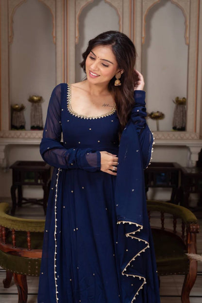 New wedding Specially Nevy Blue Anarkali Suit Set