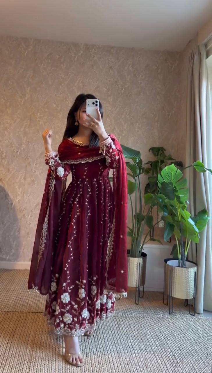 Exclusive Bridal Two Color Party Anarkali Suit Edit