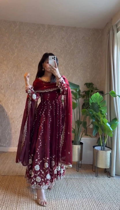 Exclusive Bridal Two Color Party Anarkali Suit Edit