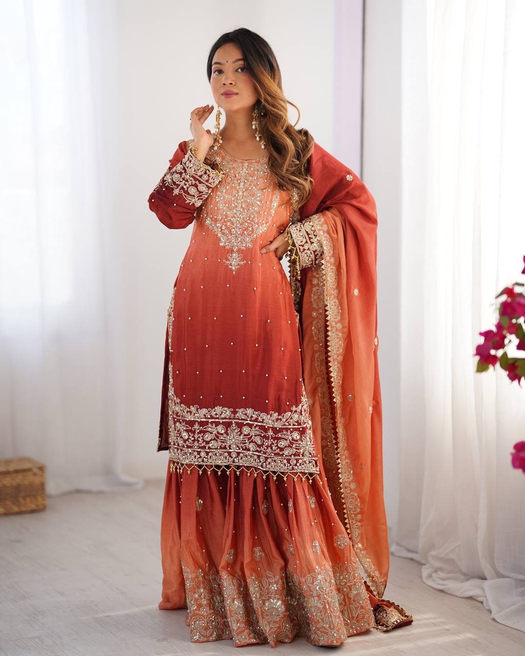 Classic Wedding Embroidered Sharara Suits