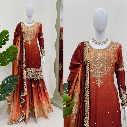 Classic Wedding Embroidered Sharara Suits