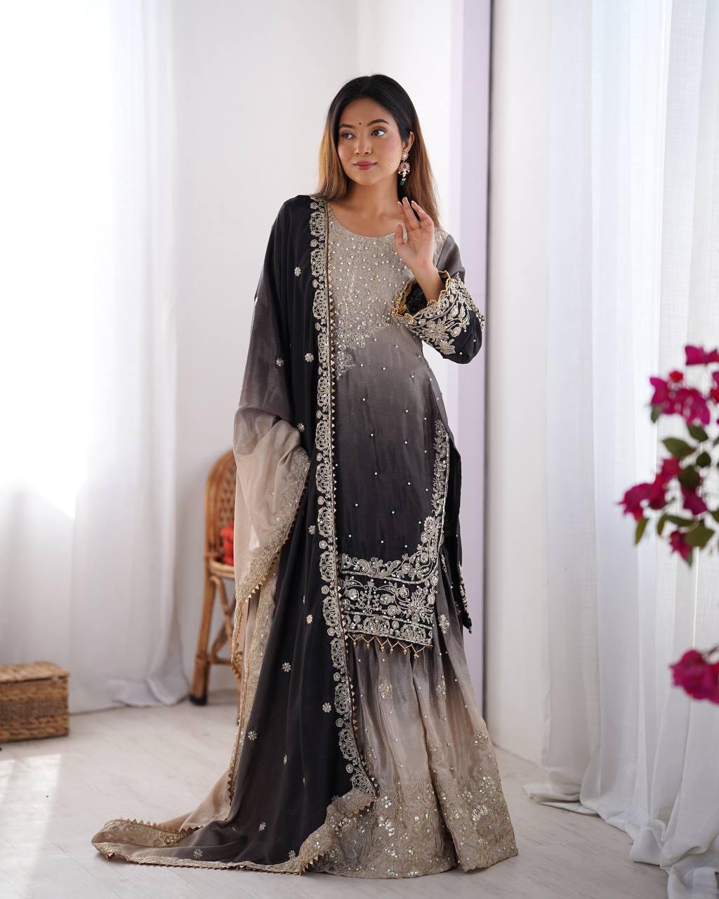 Classic Wedding Embroidered Sharara Suits
