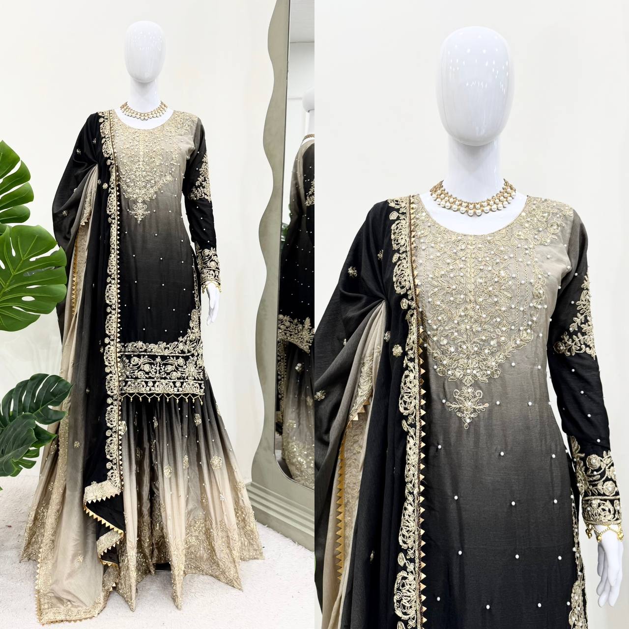 Classic Wedding Embroidered Sharara Suits