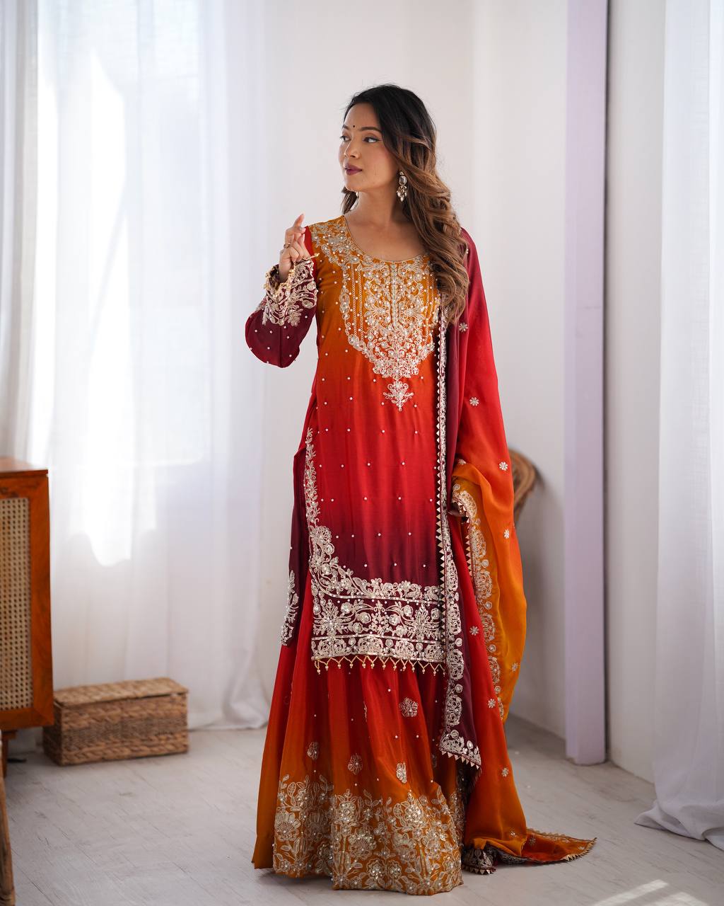 Classic Wedding Embroidered Sharara Suits