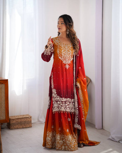Classic Wedding Embroidered Sharara Suits