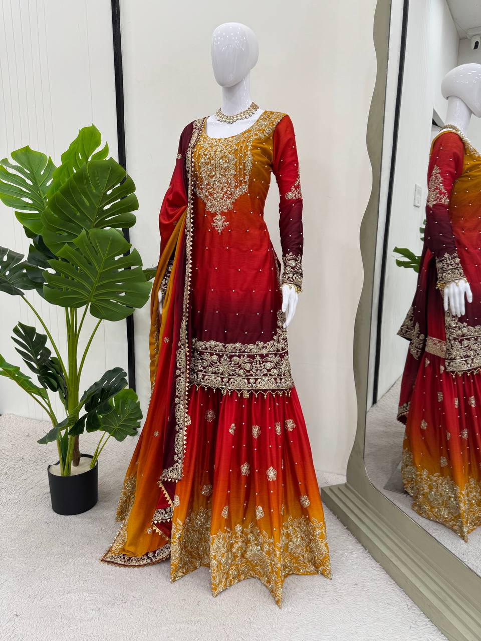 Classic Wedding Embroidered Sharara Suits